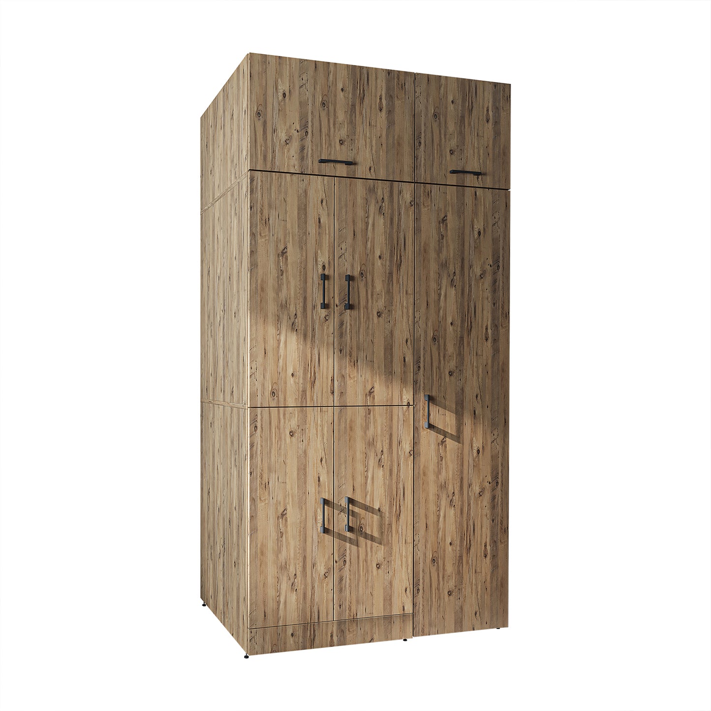 Roomart Waschmaschinenschrank „DORA 115 cm Breit“ für Waschmaschine & Trockner mit Regalböden, in 5 Farben • Weiß • Weiß Eiche • Anthrazit Eiche • Eiche • Schwarz Eiche