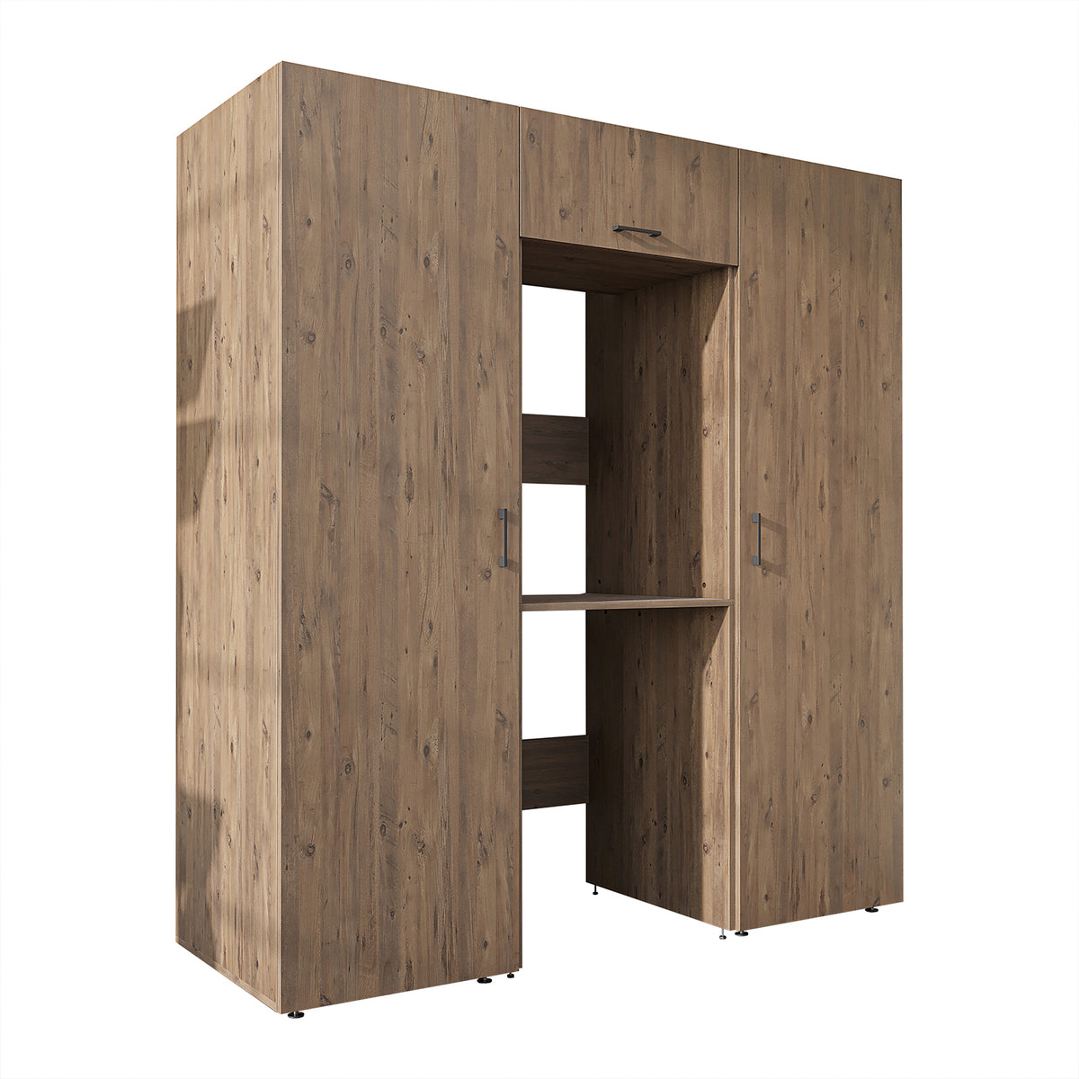 Roomart Schrankwand DUO-I, 187 cm, mit 2 Hochschränken und Oberschrank für Waschmaschine & Trockner, in 2 Farben