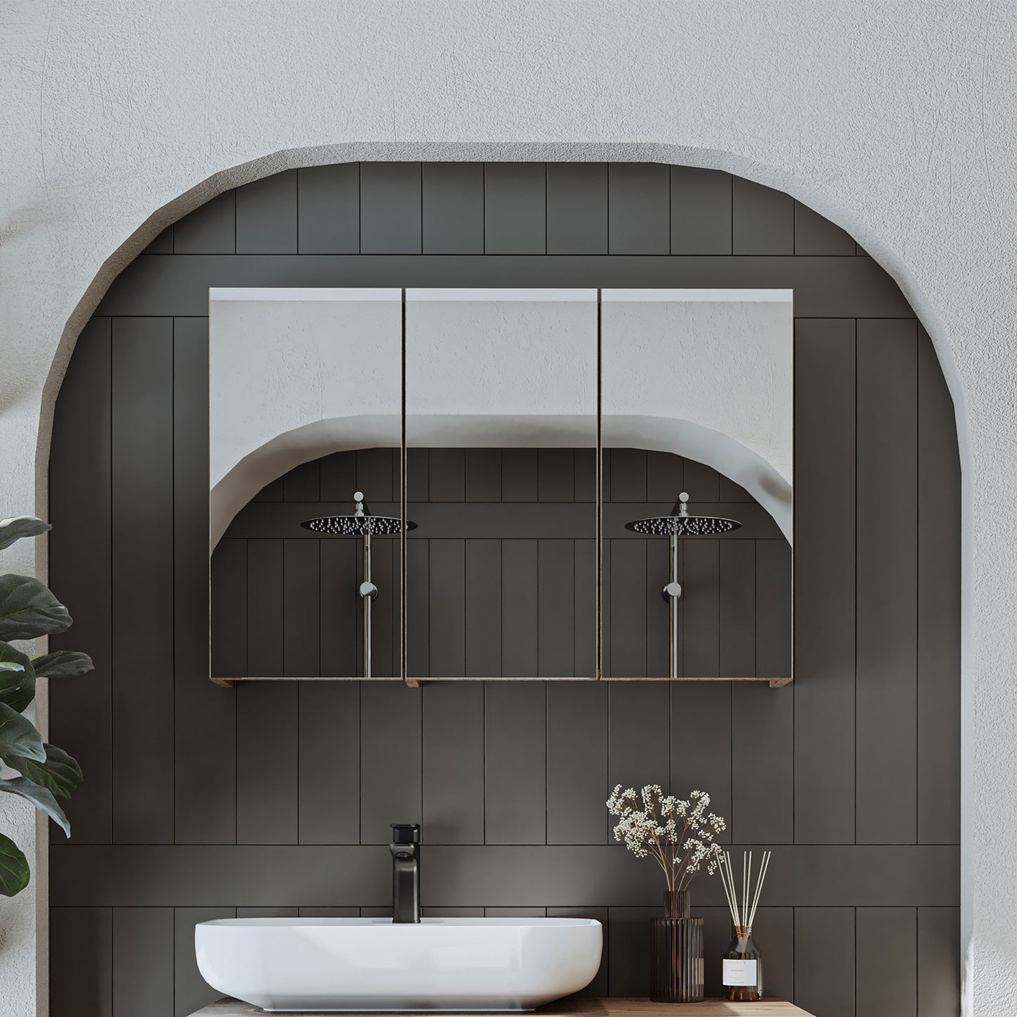 Roomart Badezimmerspiegelschrank "Gusto“ – 75/90/105 cm – in Weiß oder Eiche – moderner Badschrank mit Spiegel