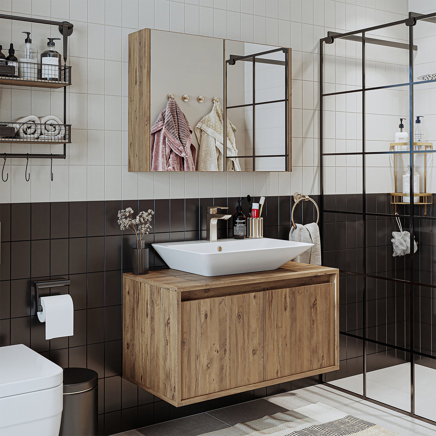 Roomart - Conjunto de muebles de cuarto de baño - ATLANTIC - 3 piezas - 85 cm mueble con lavabo de cerámica - mueble con espejo - mueble de cuarto de baño, lavabo, mueble de cuarto de baño, mueble de cuarto de baño, cuarto de baño, con, mueble con lavabo, mueble de cuarto de baño, conjunto, lavabo, mueble, mueble de cuarto de baño, cuarto de baño,