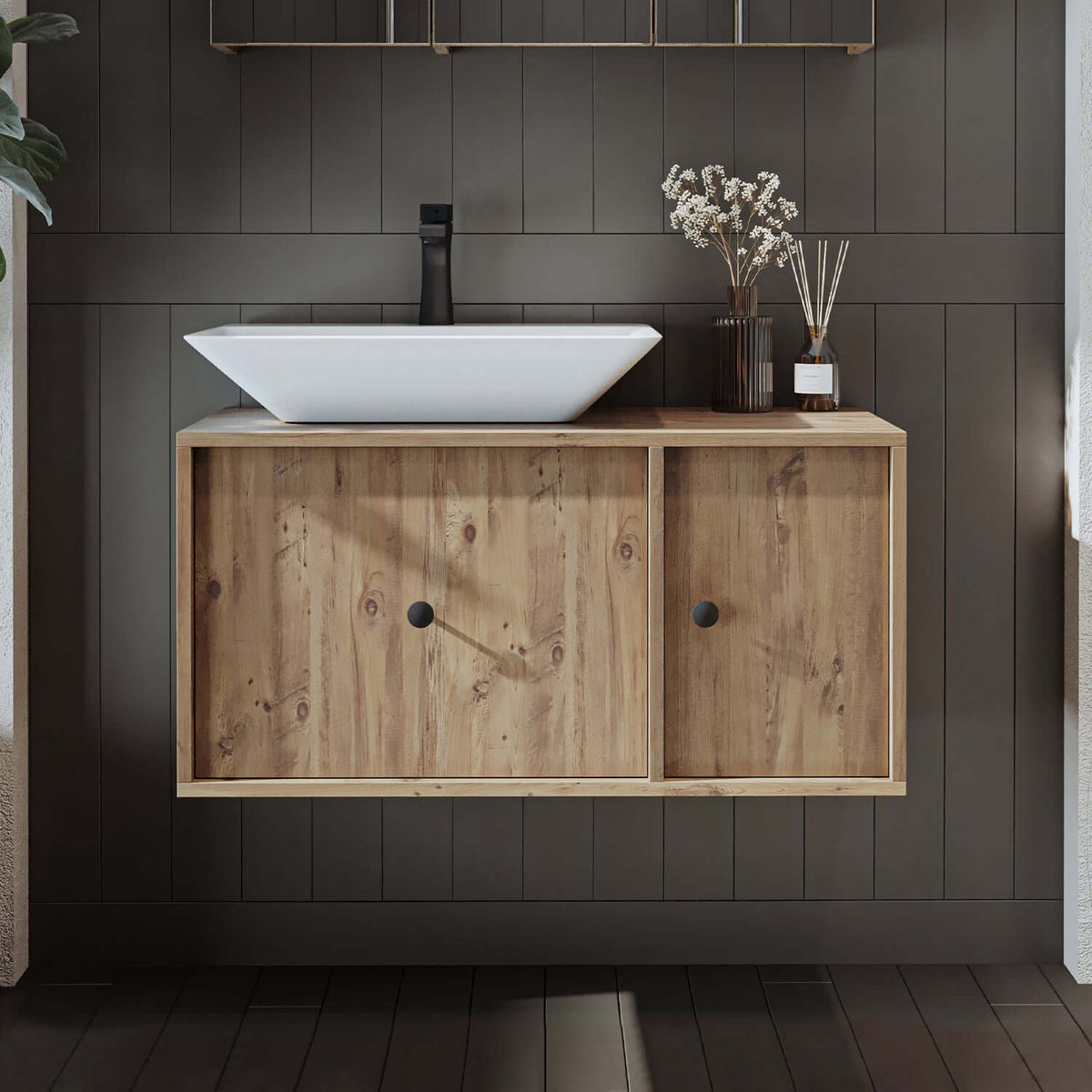 Roomart Badezimmermöbel Set GUSTO-ATL 90 cm - badezimmerschrank, waschbecken, badezimmermöbel, badschrank, badezimmer, mit, unterschrank, badmöbel, set, waschtisch, möbel, badezimmermãbel, bad, badezimmerschränke