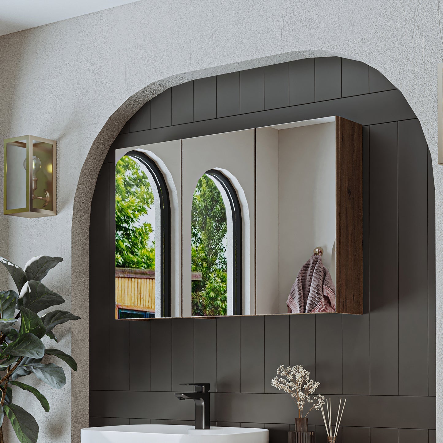 Roomart Badezimmerspiegelschrank "Gusto“ – 75/90/105 cm – in Weiß oder Eiche – moderner Badschrank mit Spiegel