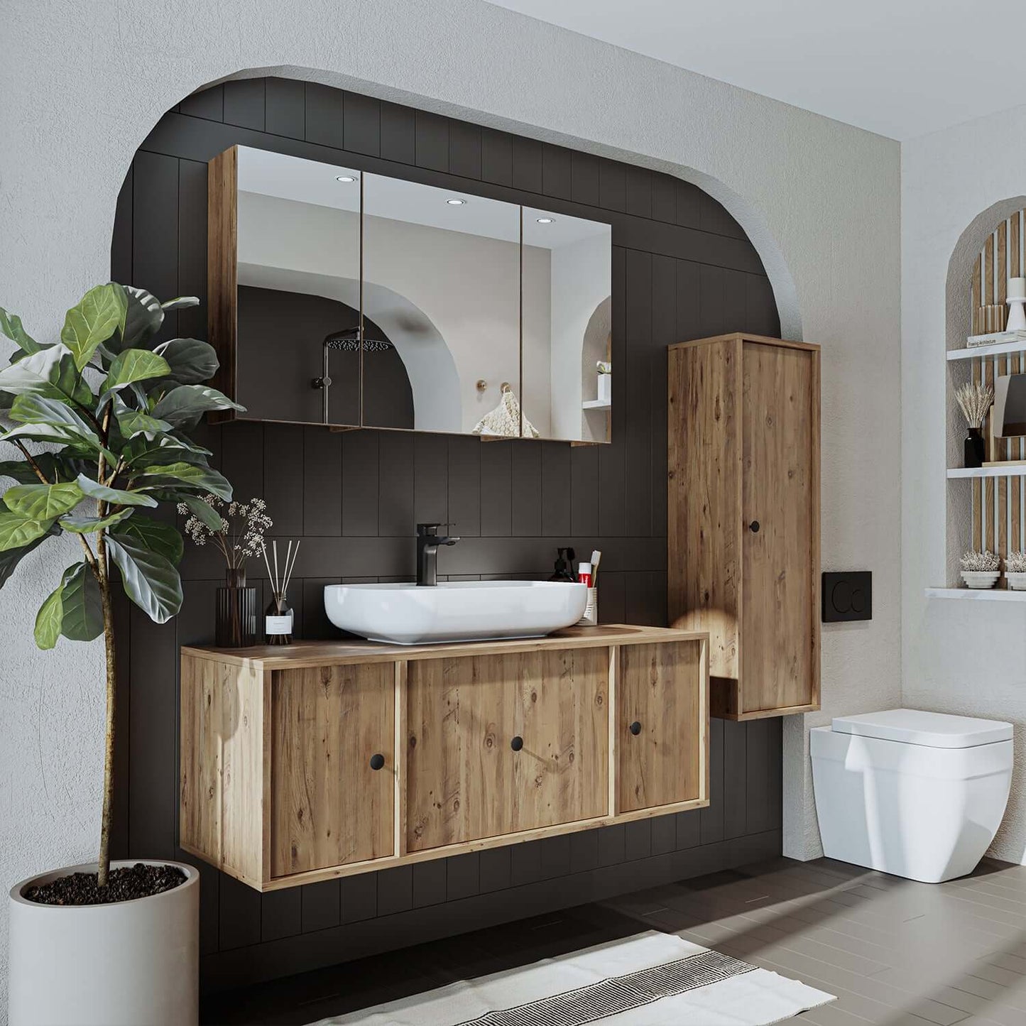 View details for Roomart Badezimmermöbel Set GUSTO 120 cm 4 Teilig mit Keramik Waschbecken Roomart Badezimmermöbel - badezimmerschrank, waschbecken, badezimmermöbel, badschrank, badezimmer, mit, unterschrank, badmöbel, set, waschtisch, möbe