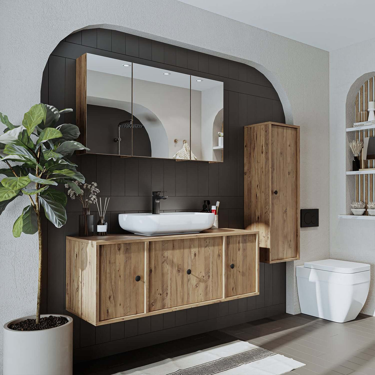 View details for Roomart Badezimmermöbel Set GUSTO 120 cm 4 Teilig mit Keramik Waschbecken Roomart Badezimmermöbel - badezimmerschrank, waschbecken, badezimmermöbel, badschrank, badezimmer, mit, unterschrank, badmöbel, set, waschtisch, möbe