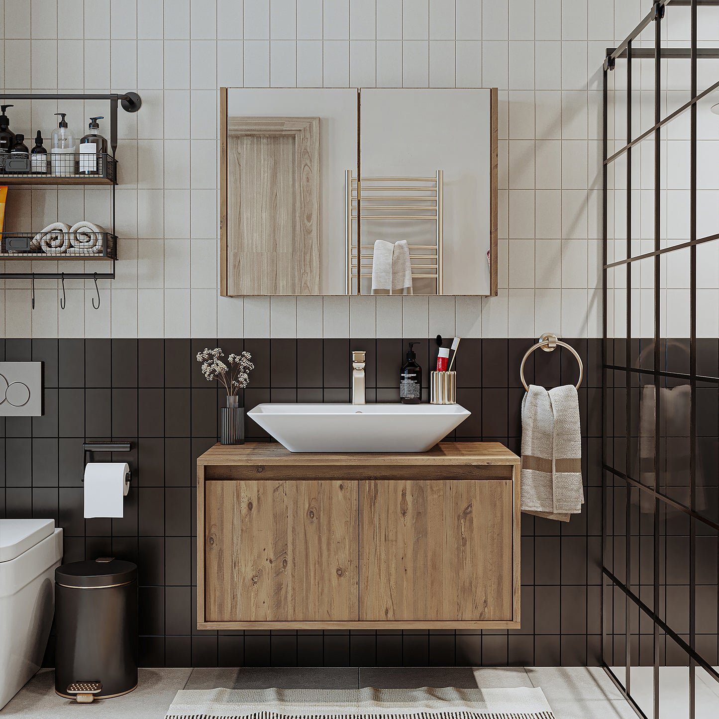 Roomart - Conjunto de muebles de cuarto de baño - ATLANTIC - 3 piezas - 85 cm mueble con lavabo de cerámica - mueble con espejo - mueble de cuarto de baño, lavabo, mueble de cuarto de baño, mueble de cuarto de baño, cuarto de baño, con, mueble con lavabo, mueble de cuarto de baño, conjunto, lavabo, mueble, mueble de cuarto de baño, cuarto de baño,