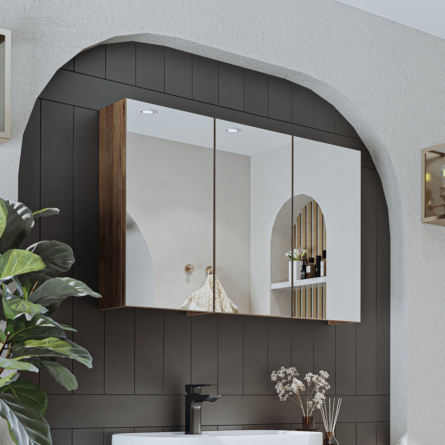 Roomart Badezimmerspiegelschrank "Gusto“ – 75/90/105 cm – in Weiß oder Eiche – moderner Badschrank mit Spiegel