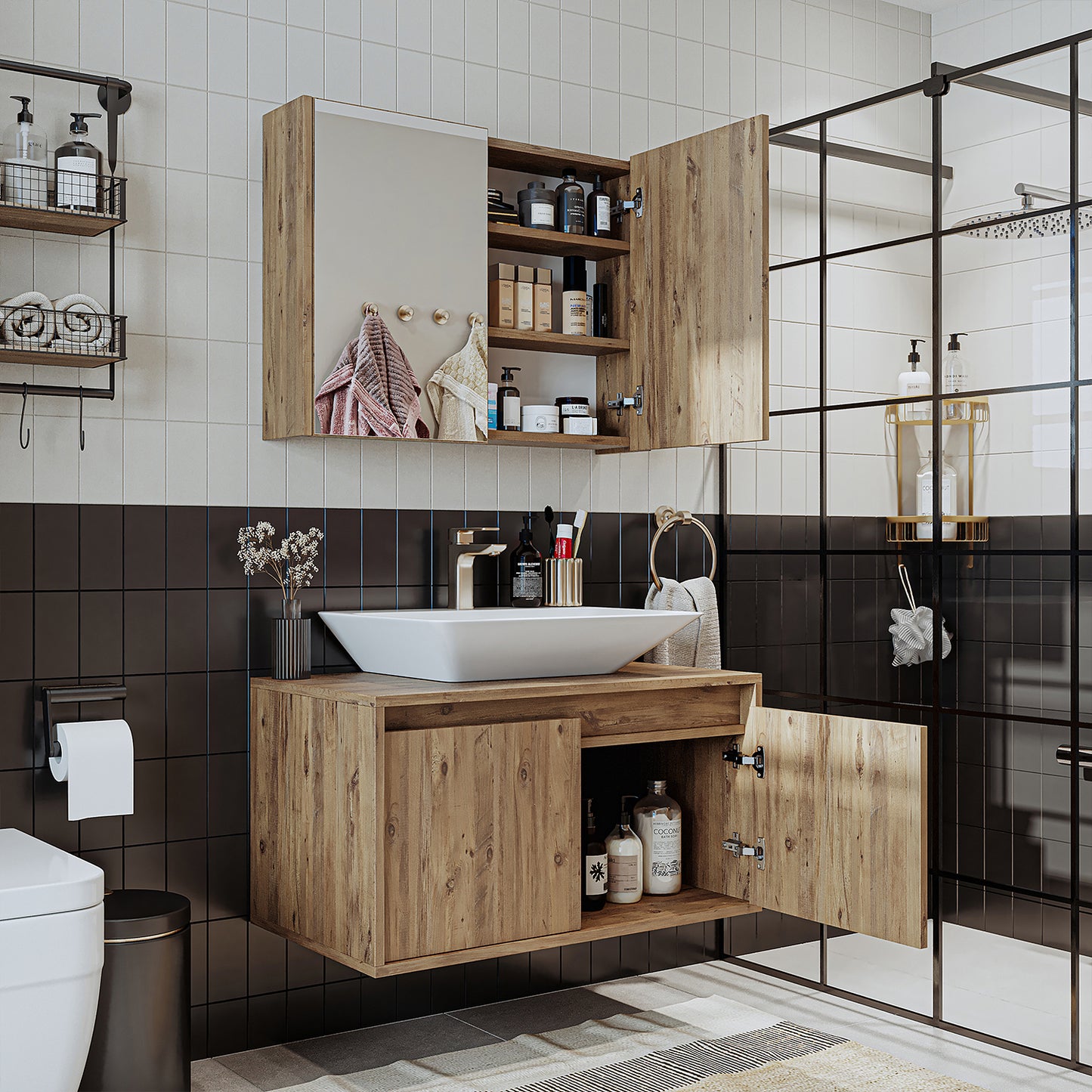 Roomart - Conjunto de muebles de cuarto de baño - ATLANTIC - 3 piezas - 85 cm mueble con lavabo de cerámica - mueble con espejo - mueble de cuarto de baño, lavabo, mueble de cuarto de baño, mueble de cuarto de baño, cuarto de baño, con, mueble con lavabo, mueble de cuarto de baño, conjunto, lavabo, mueble, mueble de cuarto de baño, cuarto de baño,
