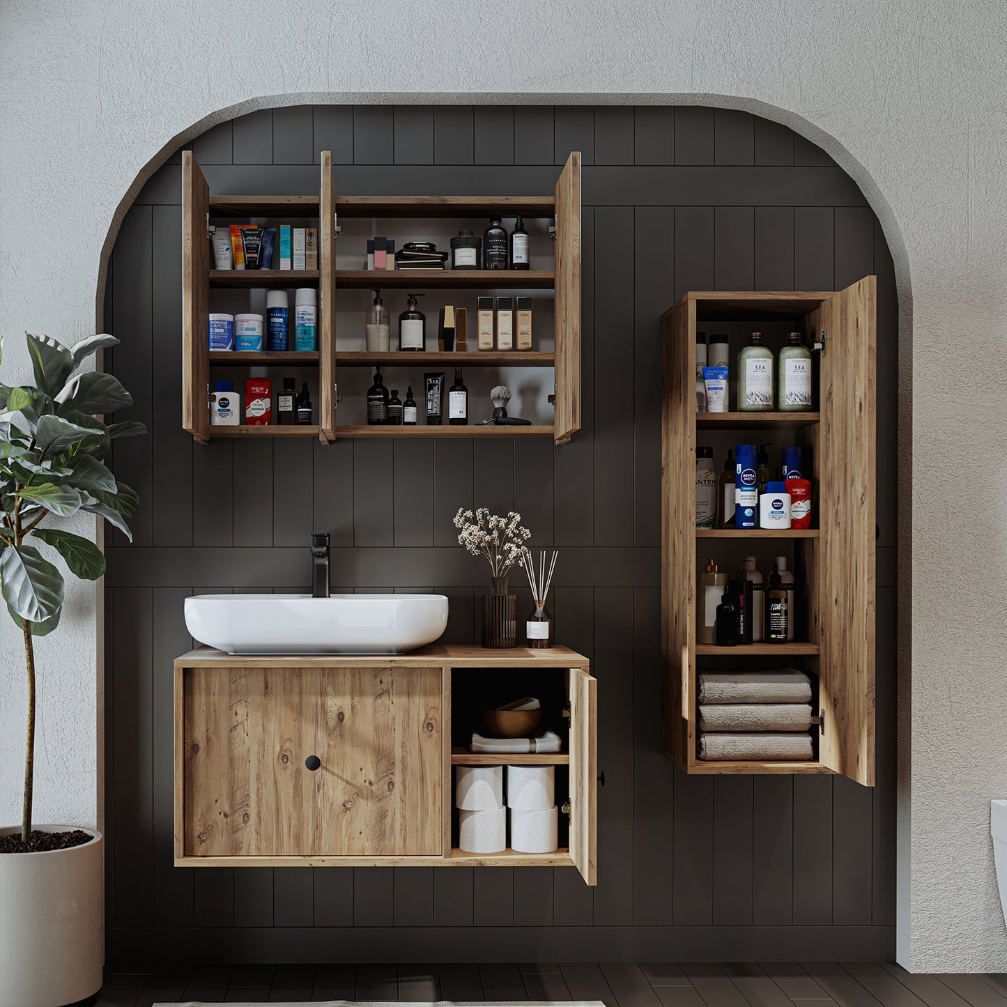 Roomart Badezimmermöbel Set GUSTO 90 cm 4 Teilig mit Keramik Waschbecken Roomart Badezimmermöbel Set GUSTO 90 cm 4 Teilig mit Keramik Waschbecken - badezimmerschrank, waschbecken, badezimmermöbel, badschrank, badezimmer, mit, unterschrank, badmöbel, set,