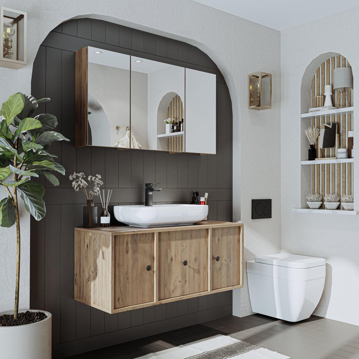 Roomart Badezimmerspiegelschrank "Gusto“ – 75/90/105 cm – in Weiß oder Eiche – moderner Badschrank mit Spiegel Roomart Badezimmerspiegelschrank "Gusto“ – 75/90/105 cm – in Weiß oder Eiche – moderner Badschrank mit Spiegel- badezimmerspiegelschrank, mirro