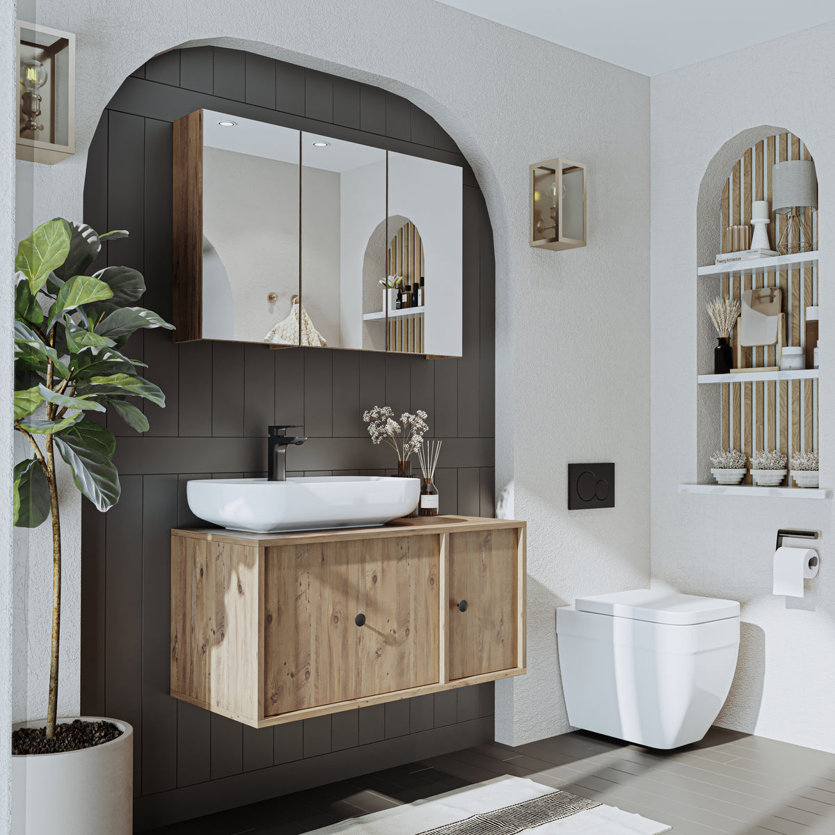 Roomart Badezimmerspiegelschrank "Gusto“ – 75/90/105 cm – in Weiß oder Eiche – moderner Badschrank mit Spiegel Roomart Badezimmerspiegelschrank "Gusto“ – 75/90/105 cm – in Weiß oder Eiche – moderner Badschrank mit Spiegel- badezimmerspiegelschrank, mirro