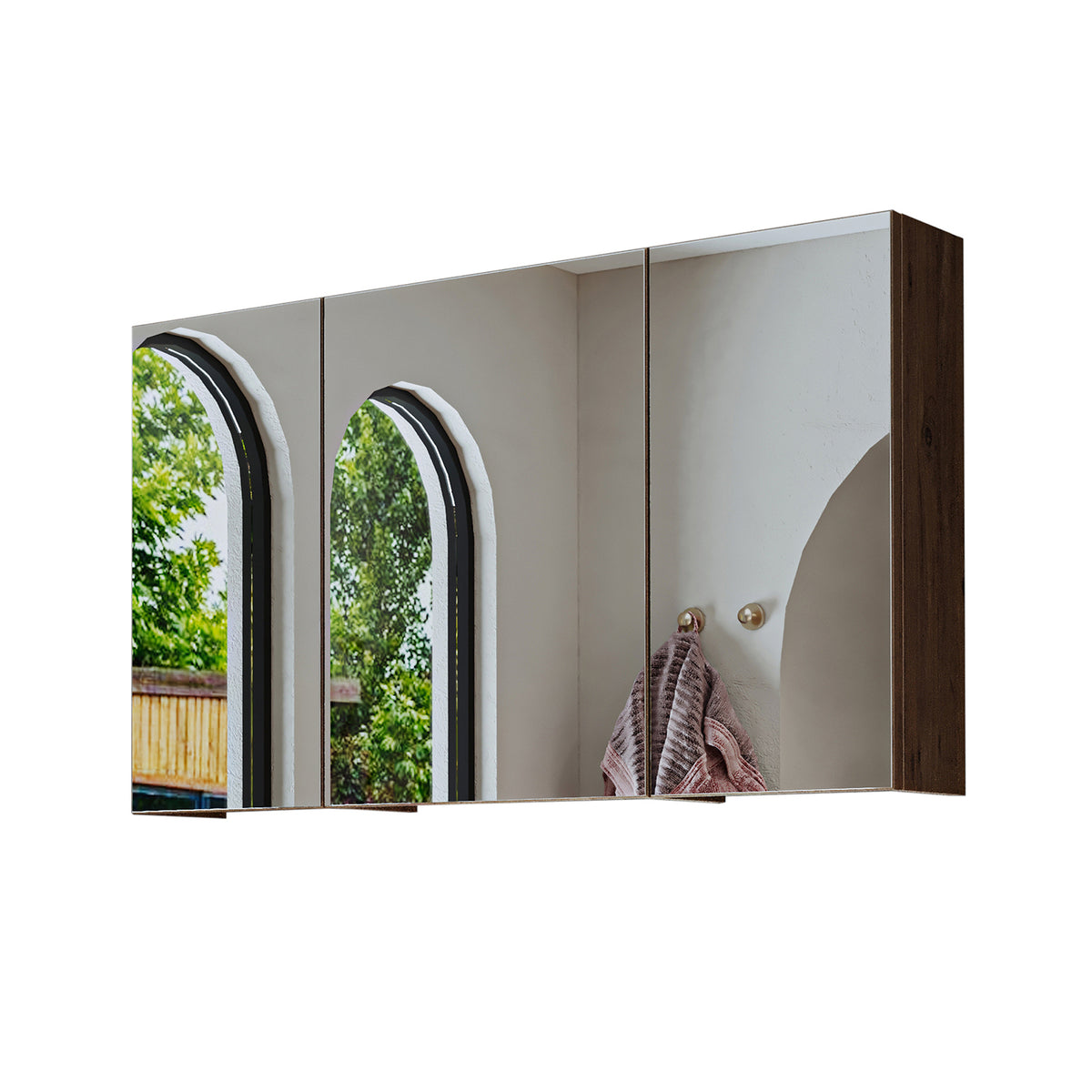 Roomart Badmöbel-Set GUSTO-ATL 105 cm, 4-teilig mit Keramik-Waschbecken und Spiegelschrank