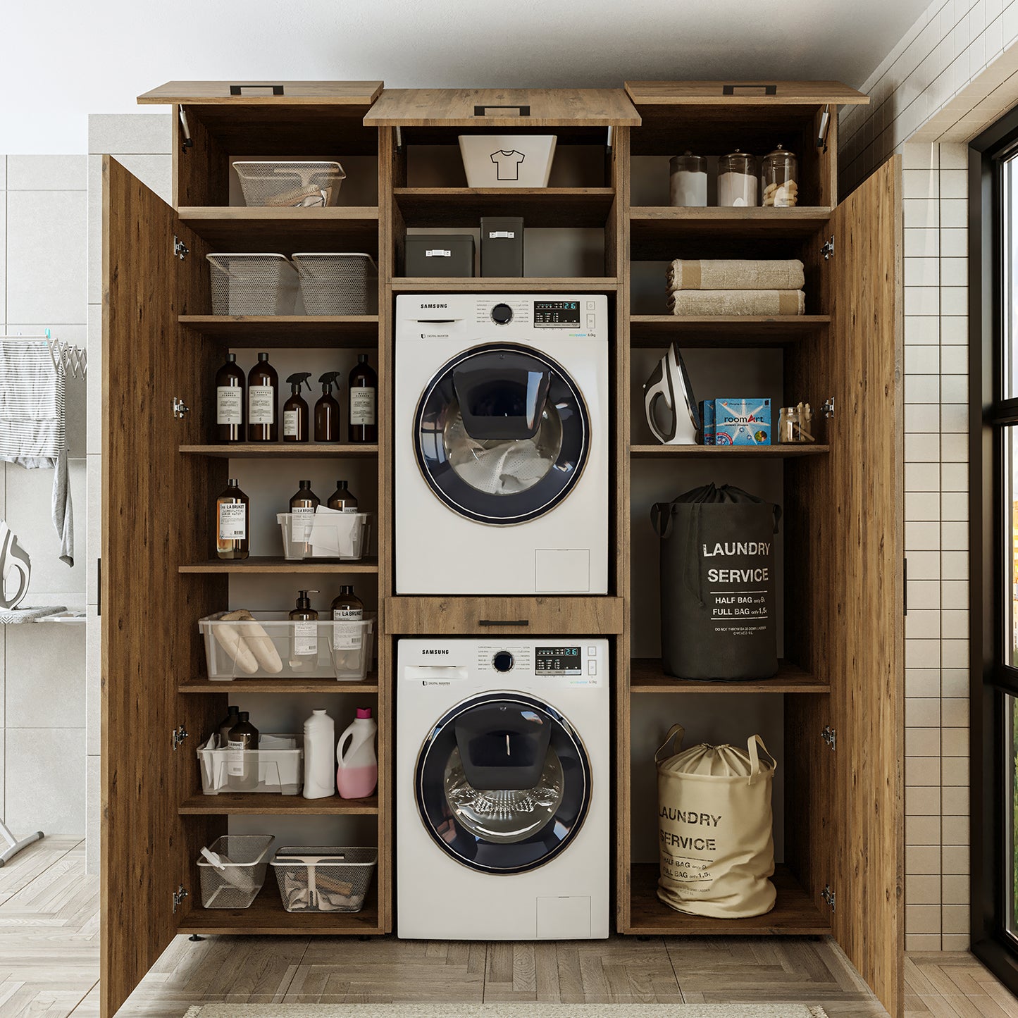 washing machine cabinet, washing machine shelf, washing tower, cabinet, white, washing machines, base cabinet, washing machine, dryer, household cabinet, cupboards, bathroom cabinet, tall cabinet, bathroom, washing machine cabinets, kitchen, overbuilt cabinet, for, and, laundry, kitchen, furniture, shelf