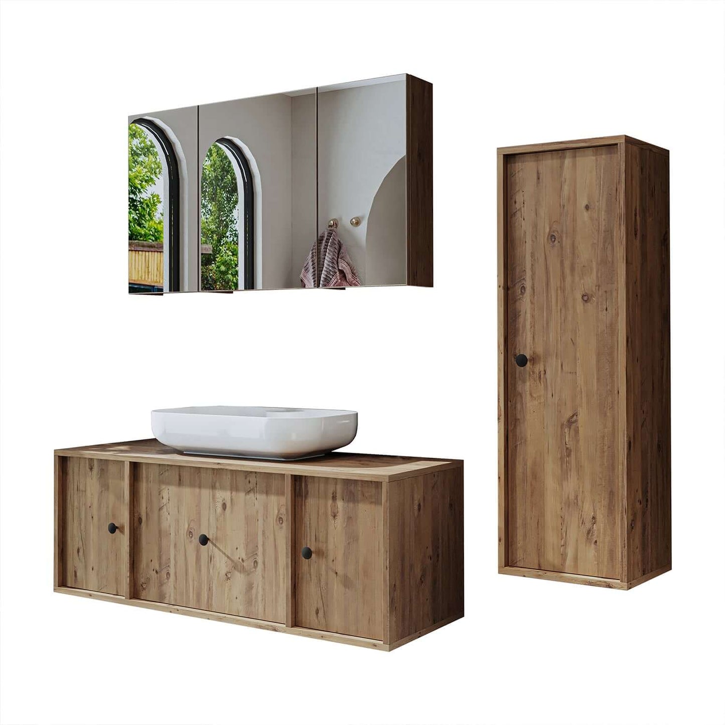 View details for Roomart Badezimmermöbel Set GUSTO 120 cm 4 Teilig mit Keramik Waschbecken Roomart Badezimmermöbel - badezimmerschrank, waschbecken, badezimmermöbel, badschrank, badezimmer, mit, unterschrank, badmöbel, set, waschtisch, möbe