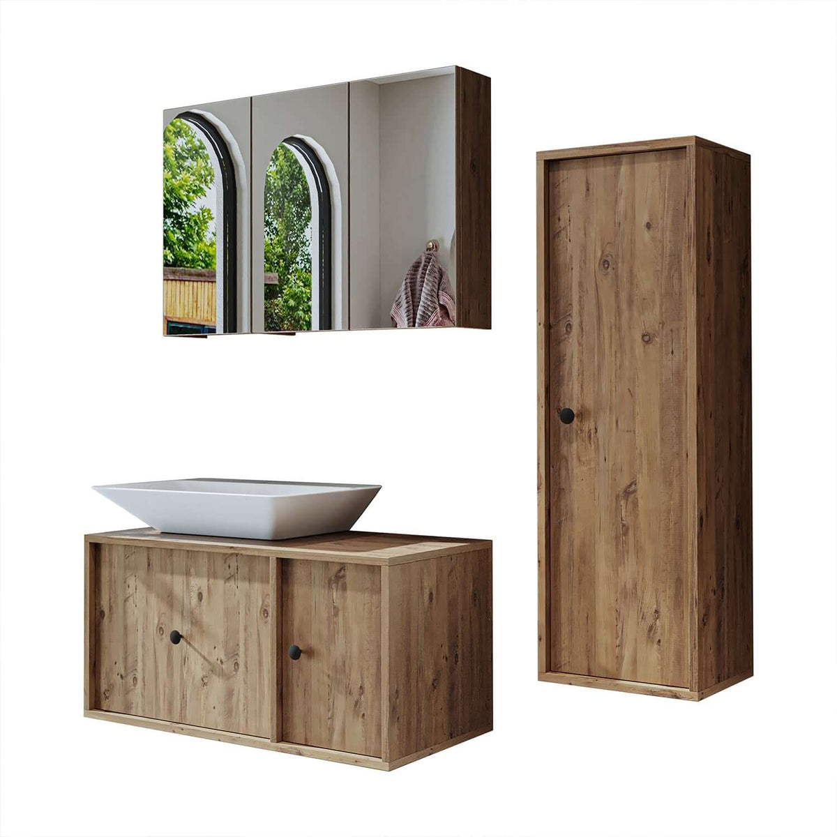 Roomart Badezimmermöbel Set GUSTO-ATL 90 cm - badezimmerschrank, waschbecken, badezimmermöbel, badschrank, badezimmer, mit, unterschrank, badmöbel, set, waschtisch, möbel, badezimmermãbel, bad, badezimmerschränke