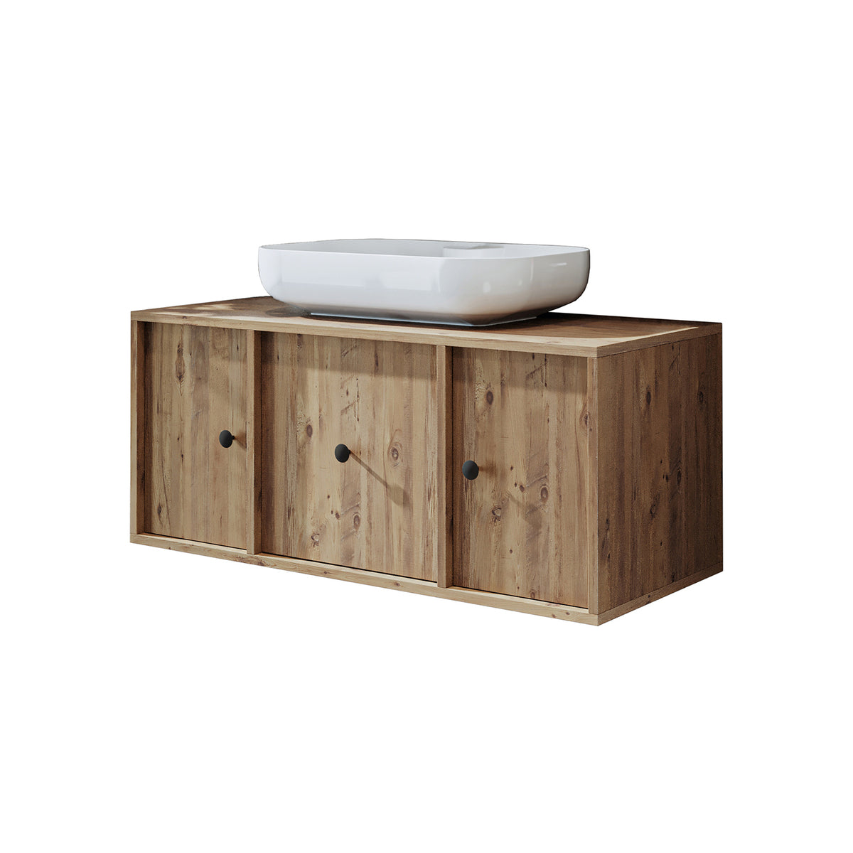 Roomart Badmöbel-Set GUSTO 105 cm, 4-teilig mit Keramik-Waschbecken und Spiegelschrank in 2 Farben