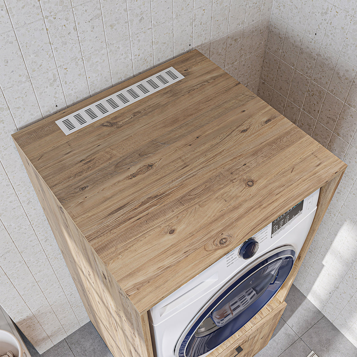 Roomart Waschmaschinenschrank 67 cm mit Ausziehbrett und Schublade, in 3 Farben