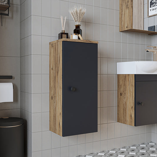 Roomart Seitenschrank „Punto“ – moderner, kompakter 70 cm Bad-Hängeschrank mit Softclose – in Weiß, Weiß-Eiche, Eiche oder Anthrazit-Eiche - Hängeschrank, wand, hochschrank, hochschrank weiß, 60 cm breit, küche, waschküche, wohnzimmer, schmal, 40 cm brei