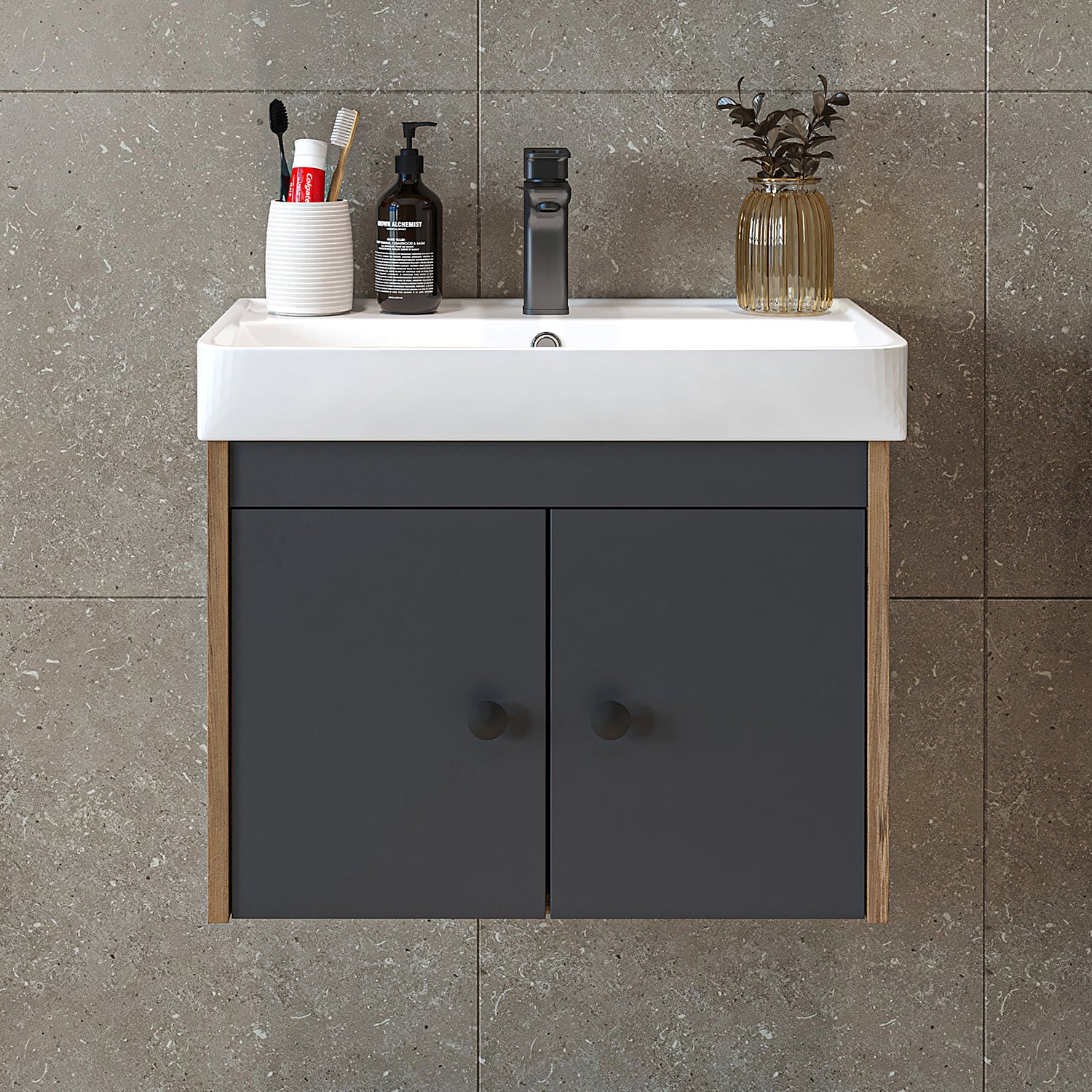 Bathroom furniture set - ADA - Vanity unit with washbasin - Mirror cabinet - Side cabinet - Bathroom furniture - bathroom cabinet, washbasin, bathroom furniture, bathroom cabinet, bathroom, with, vanity unit, bathroom furniture, set, washbasin, furniture, bathroom, bathroom