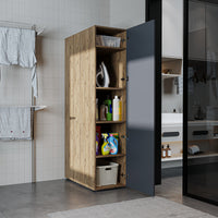 Roomart - DORA Armario alto 45cm ancho - Blanco - Roble blanco - Roble - Roble antracita - armario lavadora, estante lavadora, torre lavadora, armario, blanco, lavadoras, armario bajo, lavadora, secadora, armario hogar, armarios, armario baño, alto