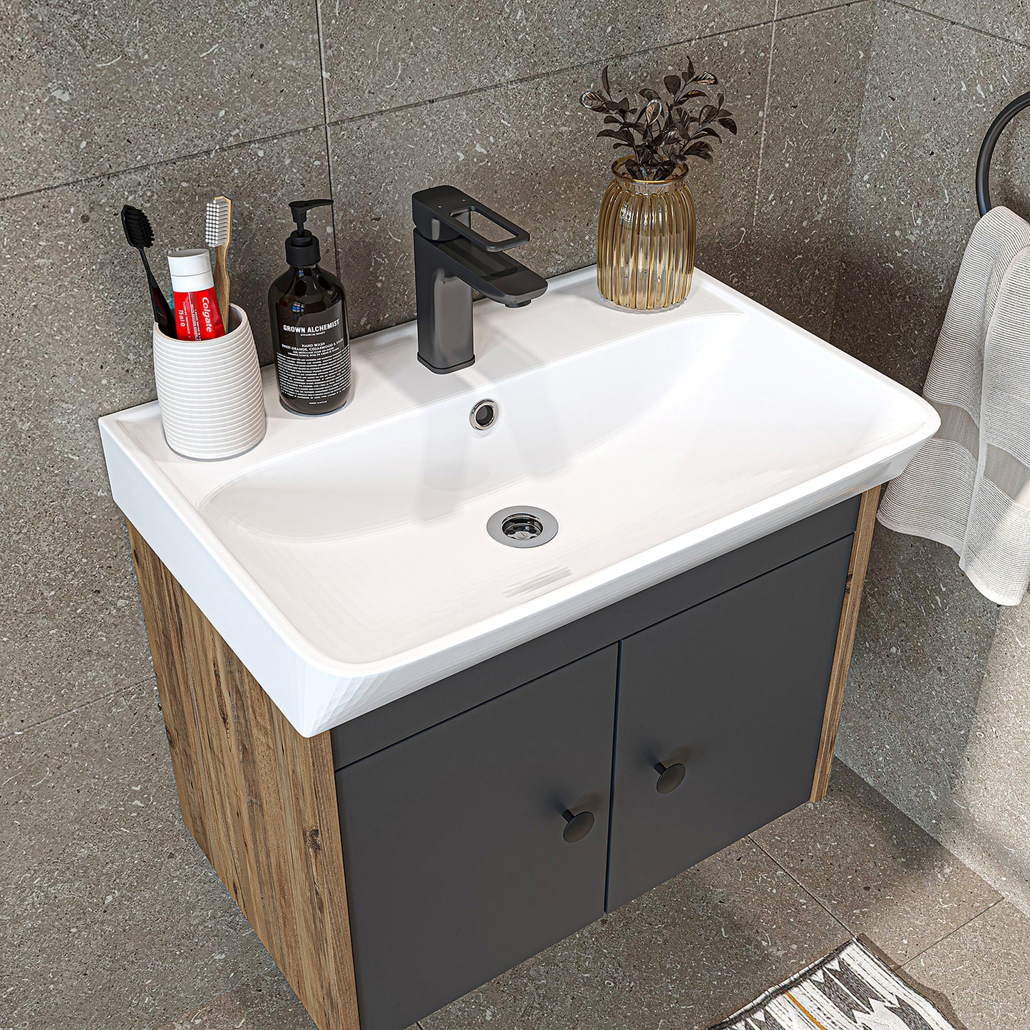 Set di mobili da bagno - ADA - Mobiletto con lavabo - Specchiera - Mobiletto laterale - Mobili da bagno - mobile da bagno, lavabo, mobili da bagno, mobile da bagno, bagno, con, mobiletto, mobili da bagno, set, lavabo, mobili, bagno, bagno