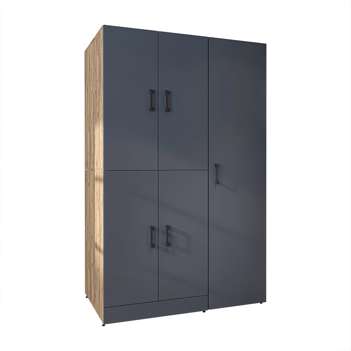 Armadio per lavatrice "DORA SET" per asciugatrice e lavatrice, larghezza 115 cm, in 4 colori, con ante e ripiano estraibile - bianco - rovere bianco - rovere antracite - rovere - armadio per lavatrice, scaffale per lavatrice, torre per lavatrice, armadio, bianco, lavatrice
