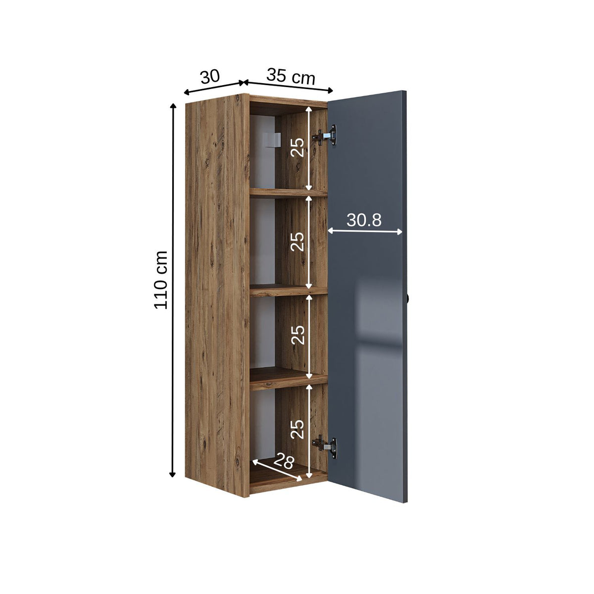 Roomart Badschrank ADA, 110 cm, wandhängend mit Soft-Close-Tür, in 4 Farben