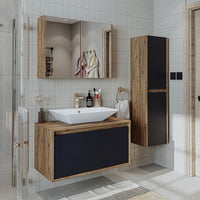 Roomart bathroom furniture set ATLANTIC 4-piece 85 cm in 5 colors vanity unit with ceramic washbasin - mirror cabinet - tall cabinet - bathroom cabinet, washbasin, bathroom furniture, bathroom cabinet, bathroom, with, vanity unit, bathroom furniture, set, washbasin, furniture, bathroom