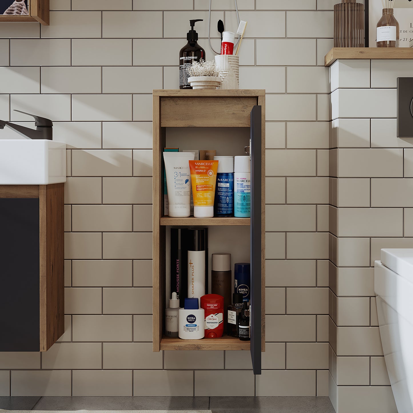 Badmöbelset • PUNTO • Unterschrank mit Waschbecken • Badezimmer Möbel • Gäste WC