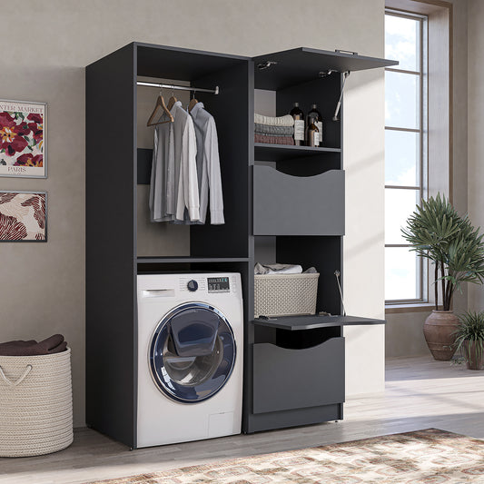 Roomart SERIE 2 Waschmaschinenschrank 126 cm – Kleiderstange & Stauraum | in 2 Farben