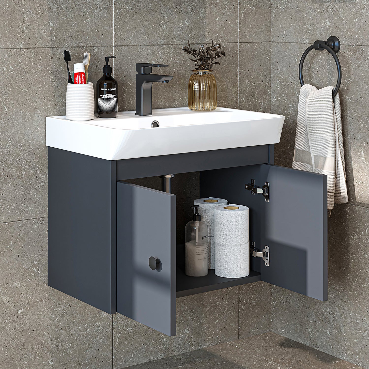 Bathroom furniture set - ADA - Vanity unit with washbasin - Mirror cabinet - Side cabinet - Bathroom furniture - bathroom cabinet, washbasin, bathroom furniture, bathroom cabinet, bathroom, with, vanity unit, bathroom furniture, set, washbasin, furniture, bathroom, bathroom