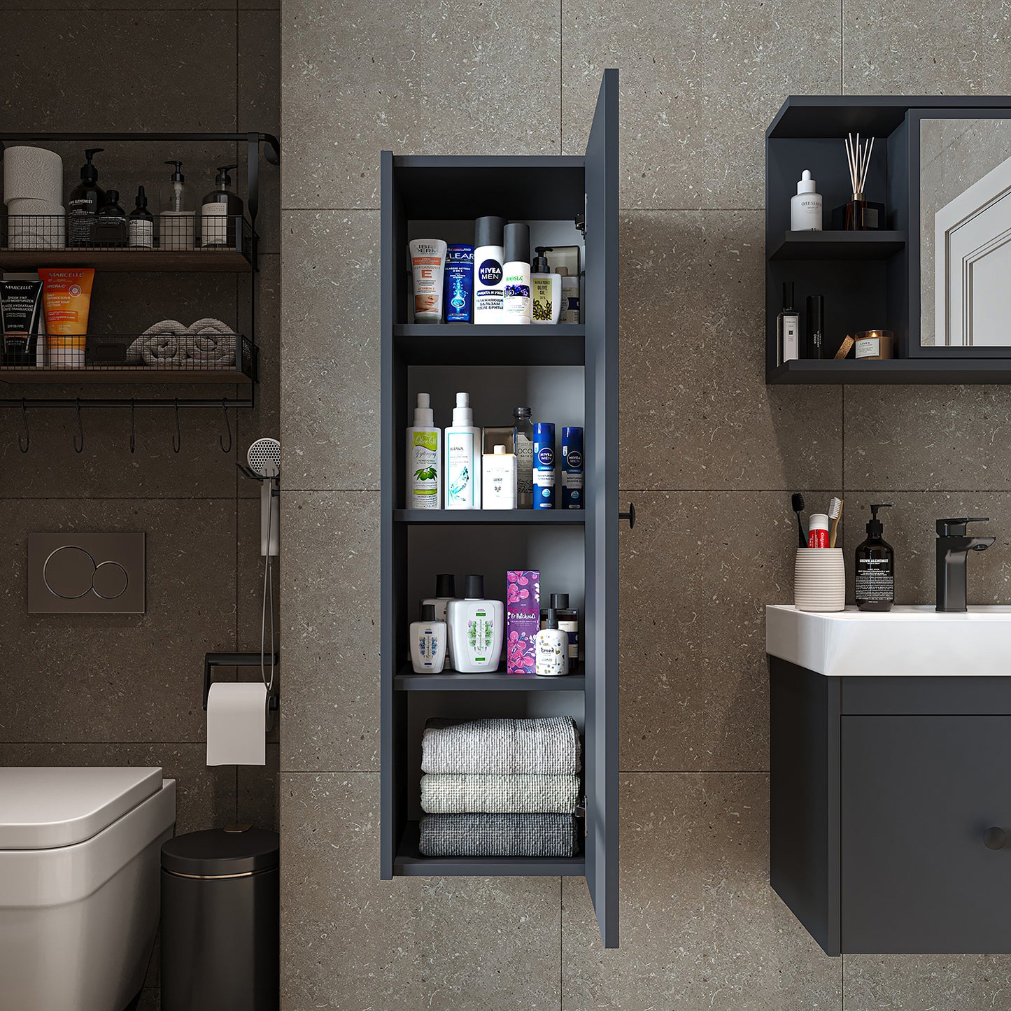 Set di mobili da bagno - ADA - Mobiletto con lavabo - Specchiera - Mobiletto laterale - Mobili da bagno - mobile da bagno, lavabo, mobili da bagno, mobile da bagno, bagno, con, mobiletto, mobili da bagno, set, lavabo, mobili, bagno, bagno