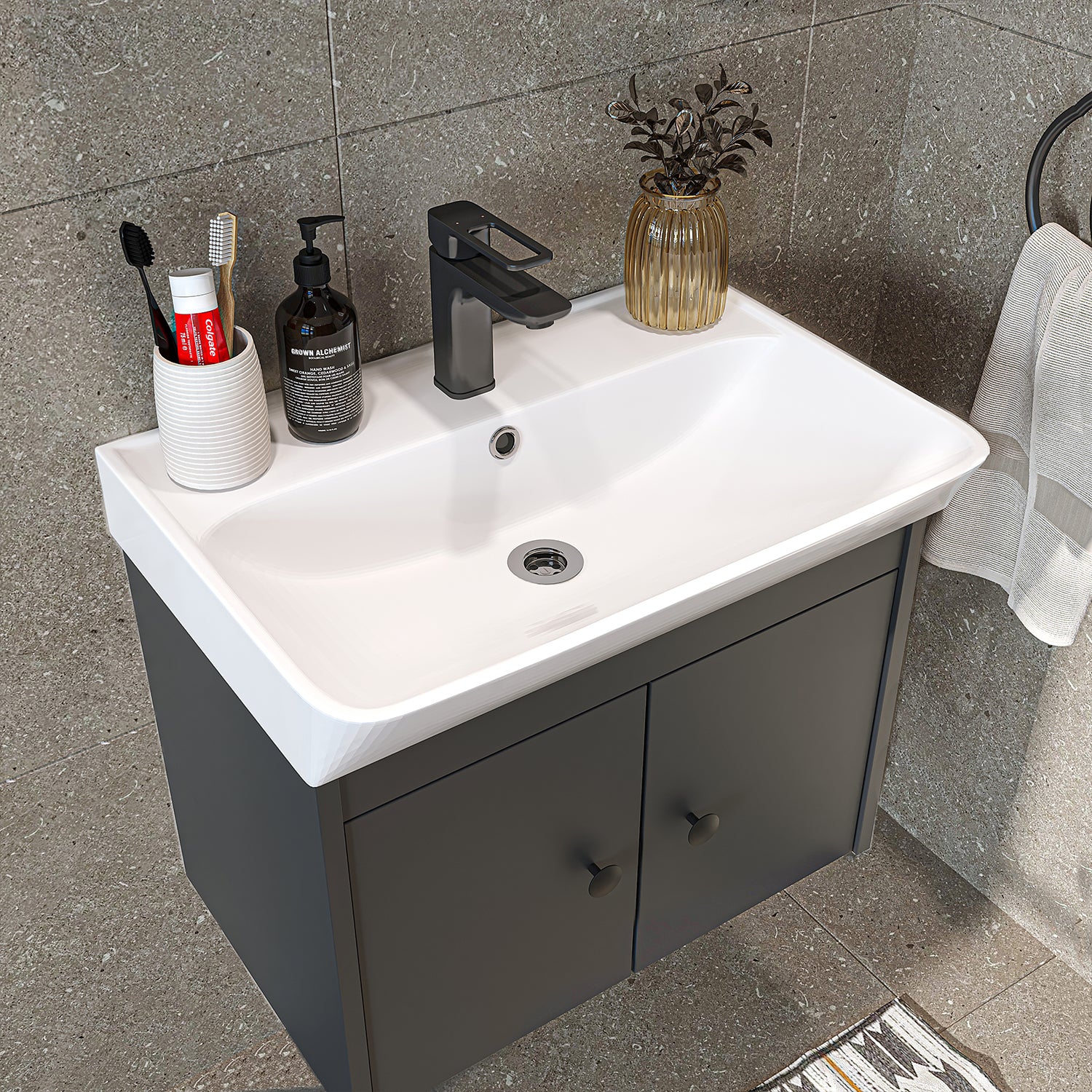 Bathroom furniture set - ADA - Vanity unit with washbasin - Mirror cabinet - Side cabinet - Bathroom furniture - bathroom cabinet, washbasin, bathroom furniture, bathroom cabinet, bathroom, with, vanity unit, bathroom furniture, set, washbasin, furniture, bathroom, bathroom