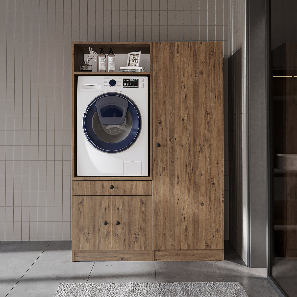 Roomart Waschmaschinenschrank SERIE 1, 127 cm, mit Hochschrank, in 3 Farben