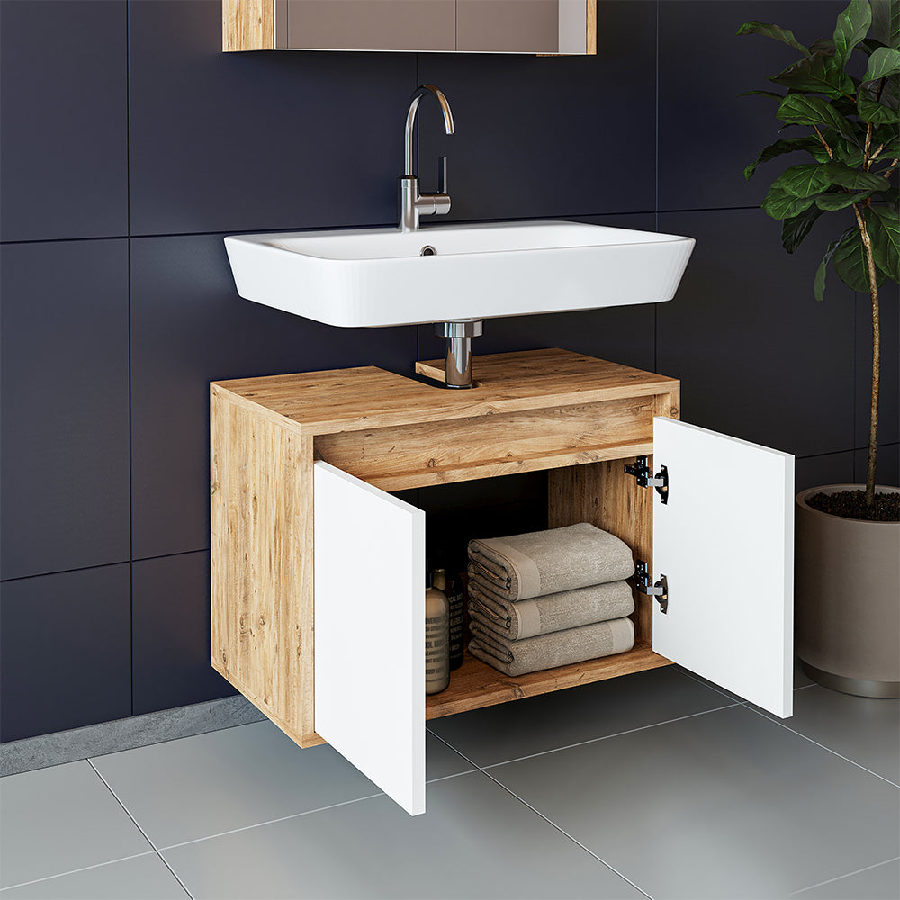 Roomart Badezimmer Unterschrank HBT:45x65x35 cm • Weiß • Eiche • Weiß-Eiche • Anthrazit Eiche