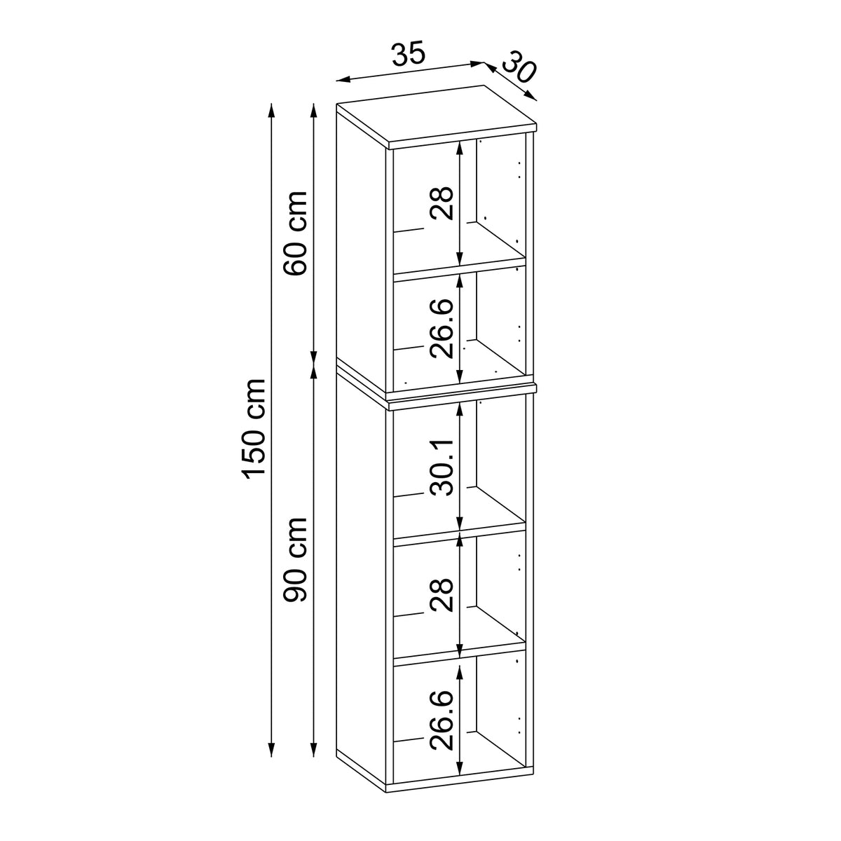 Roomart Seitenschrank „LOTUS“ – moderner Bad-Hängeschrank mit Softclose, 150 cm, 90 cm, 60 cm – in Anthrazit-Eiche, Eiche oder Weiß-Eiche - Badmöbel - Hängeschrank, wand, hochschrank, hochschrank weiß, 60 cm breit, küche, waschküche, wohnzimmer, schmal,