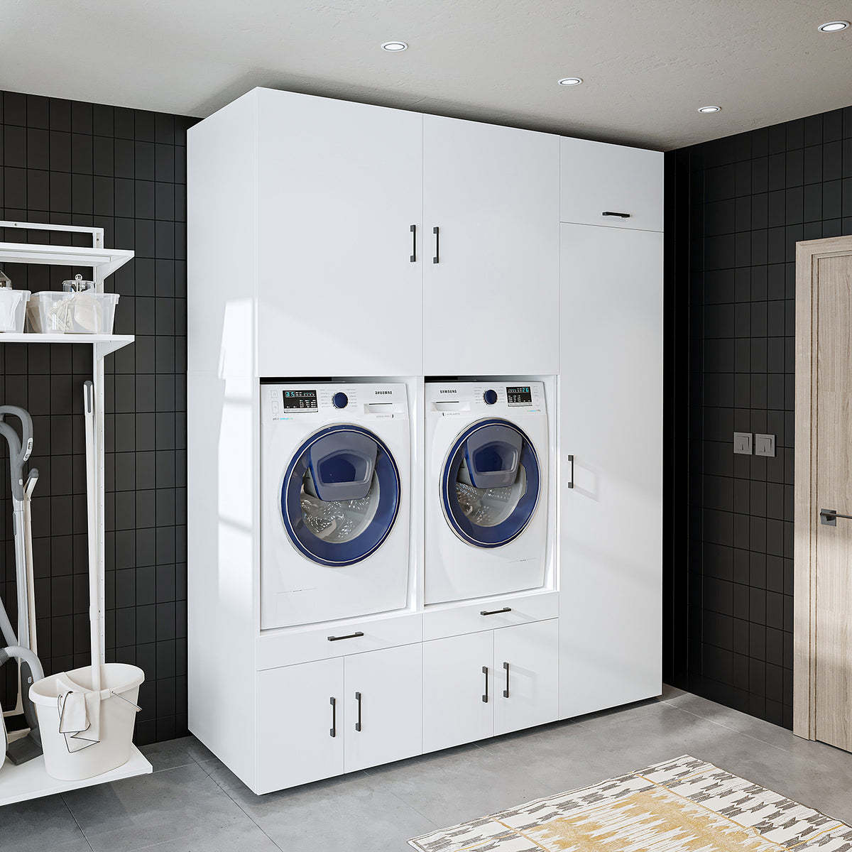 Roomart Waschmaschinenschrank SERIE 3, 194 cm, mit Hochschrank und Ausziehbrettern, in 3 Farben