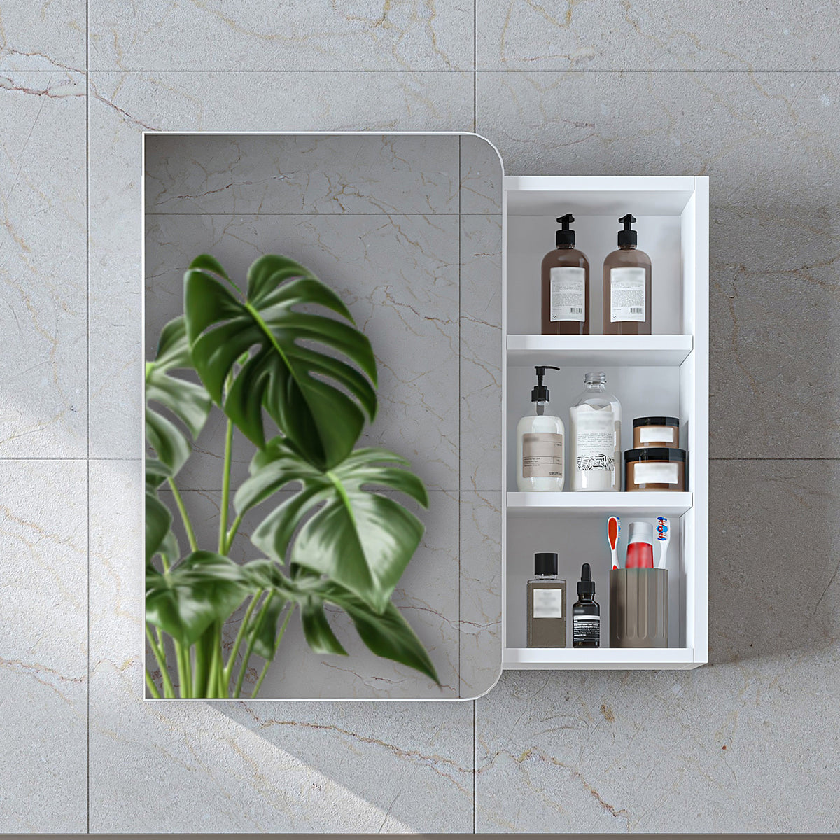 Roomart Bad Spiegelschrank LYCIA, 70 cm, mit Stauraum und offenen Fächern, in 4 Farben