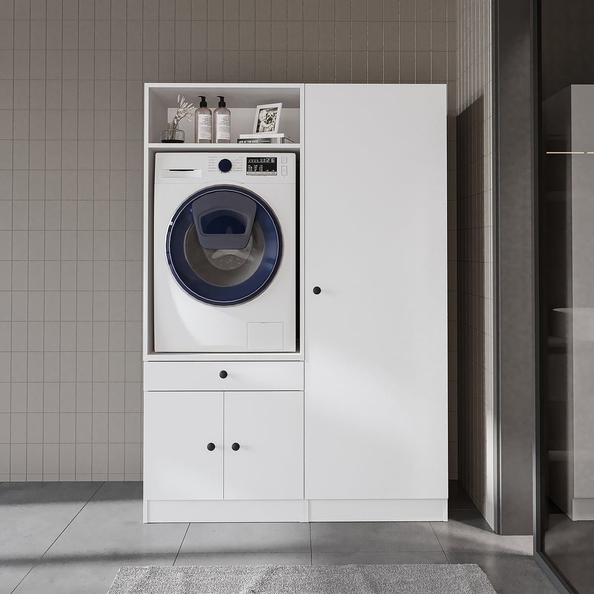 Roomart Waschmaschinenschrank SERIE 1, 127 cm, mit Hochschrank, in 3 Farben