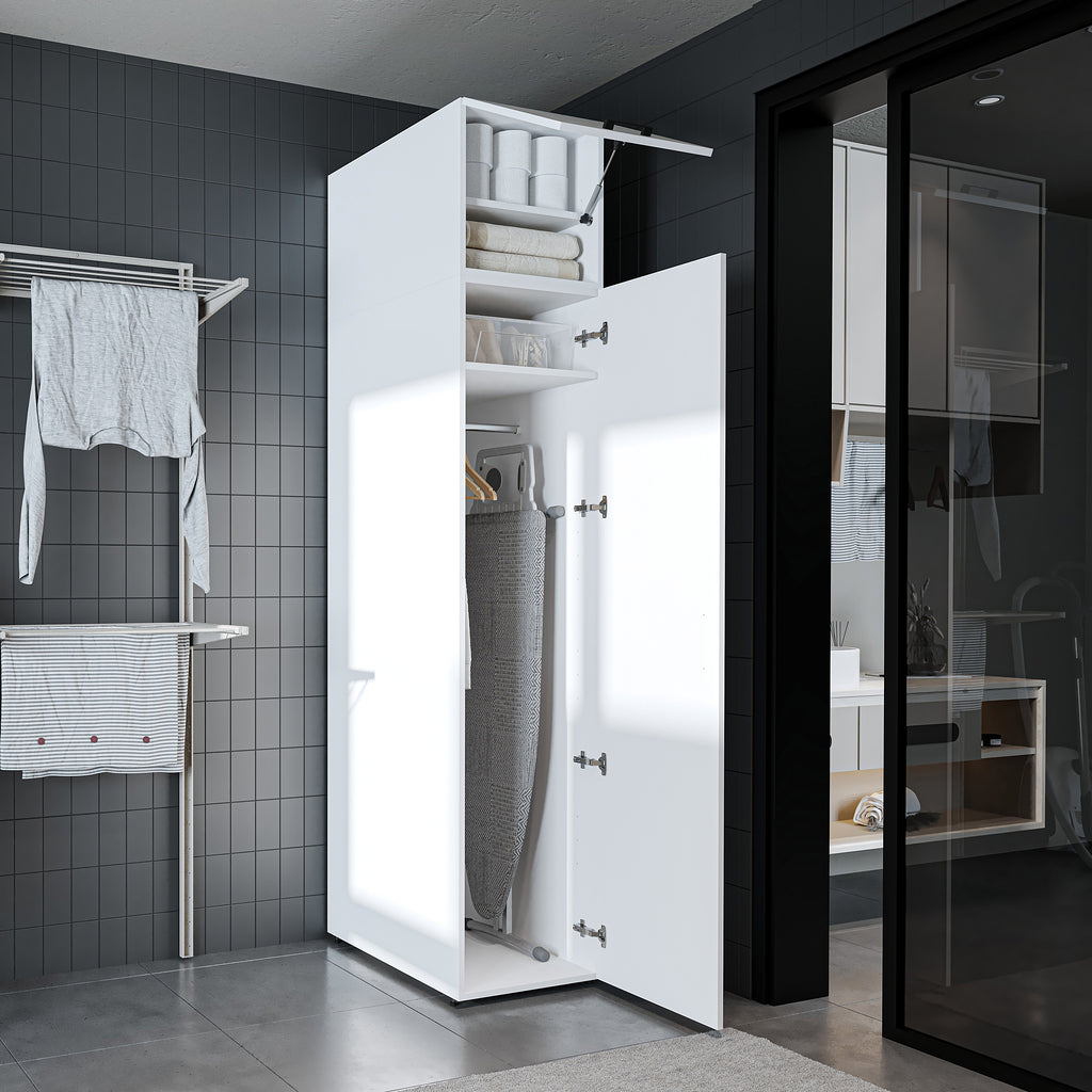 Roomart - DORA Armario alto 45cm ancho - Blanco - Roble blanco - Roble - Roble antracita - armario lavadora, estante lavadora, torre lavadora, armario, blanco, lavadoras, armario bajo, lavadora, secadora, armario hogar, armarios, armario baño, alto