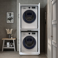 Roomart washing machine cabinet " DORA " for dryer & washing machine, in 4 colors, with doors & pull-out shelf - white - white oak - anthracite oak - oak - washing machine cabinet, washing machine shelf, washing tower, cabinet, white, washing machines, base cabinet,