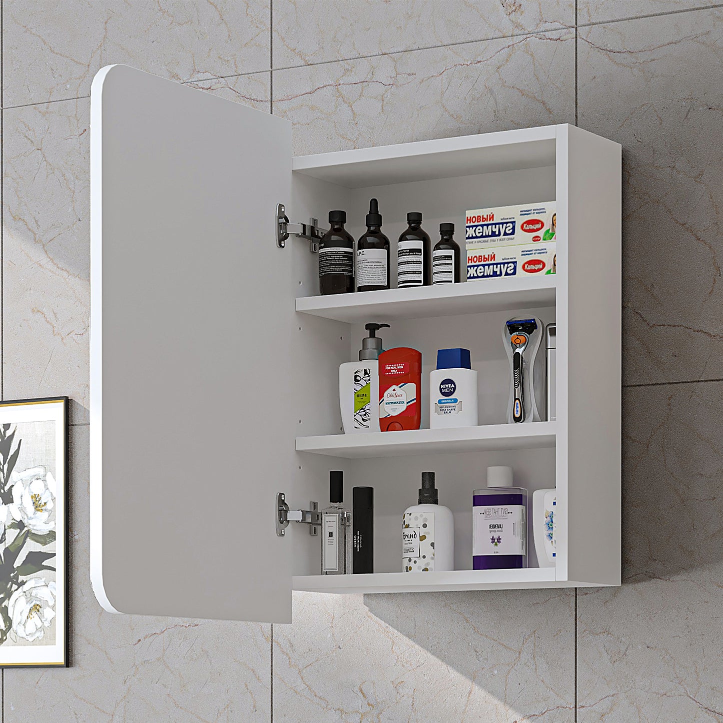 ROOMART Badmöbelset LYCIA 50 cm Unterschrank mit Keramik-Waschbecken, Spiegelschrank, Seitenschrank, Badezimmermöbel in 4 Farben