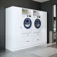 View details for Roomart Washing machine cabinet & wall unit for laundry room and utility room - 224 cm wide - with practical pull-out shelf - available in white, oak or black oak Roomart Washing machine cabinet & wall unit for laundry room and utility room - 224 cm wide - with practical pull-out shelf - available in white, oak or black oak