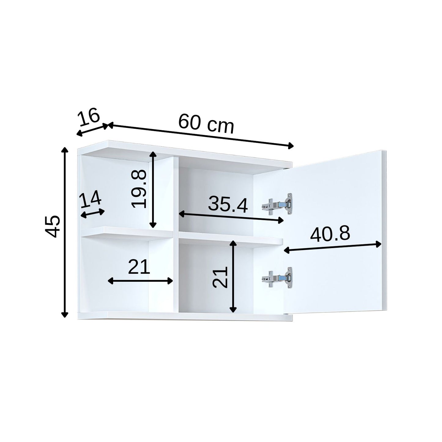 Roomart Badezimmerspiegelschrank "ADA“ – moderner, kompakter 60 cm Badschrank mit Spiegel – in Weiß, Eiche, Anthrazit oder Schwarz Roomart Badezimmerspiegelschrank "ADA“ – moderner, kompakter 60 cm Badschrank mit Spiegel – in Weiß, Eiche, Anthrazit oder S