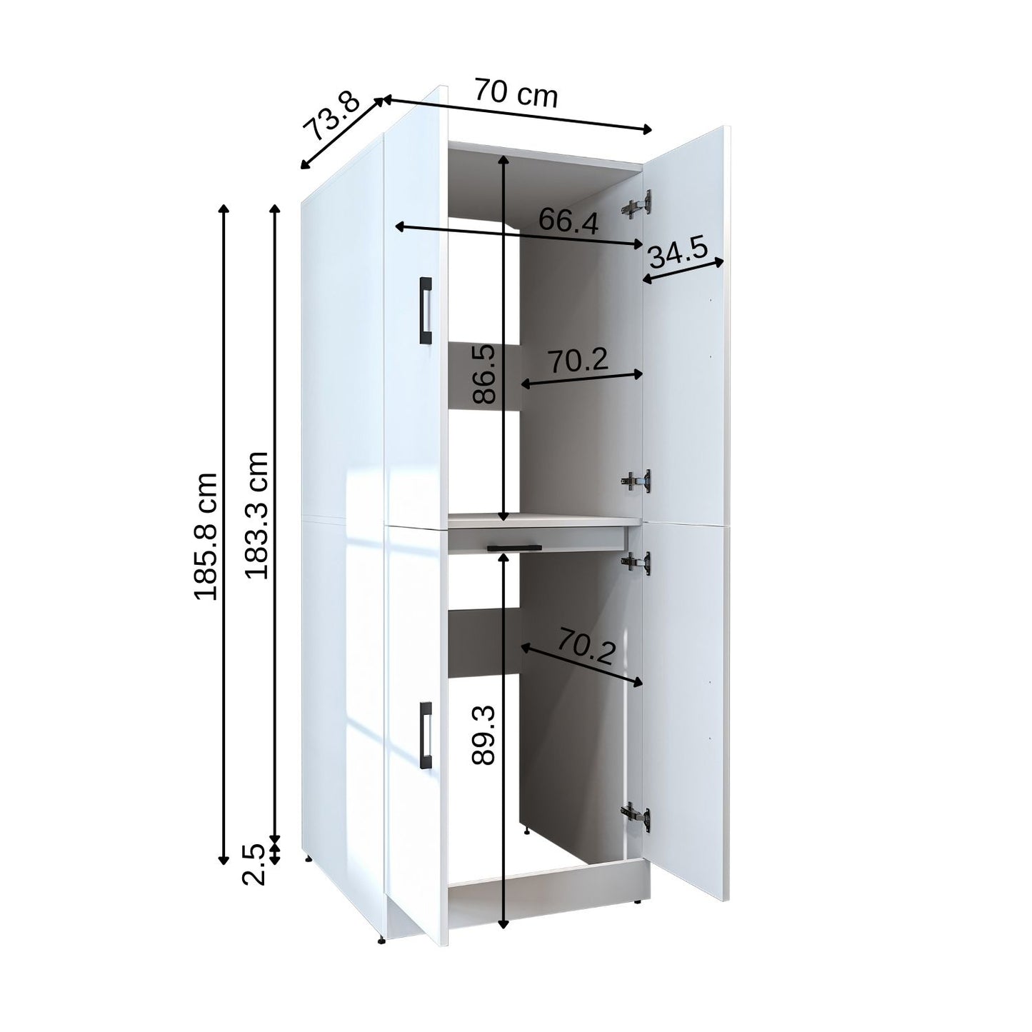 Roomart Waschmaschinenschrank " DORA " für Trockner & Waschmaschine, in 4 Farben, mit Türen & Ausziehbrett • Weiß • Weiß Eiche • Anthrazit Eiche • Eiche - waschmaschinenschrank, waschmaschinenregal, waschturm, schrank, weiß, waschmaschinen, unterschrank,