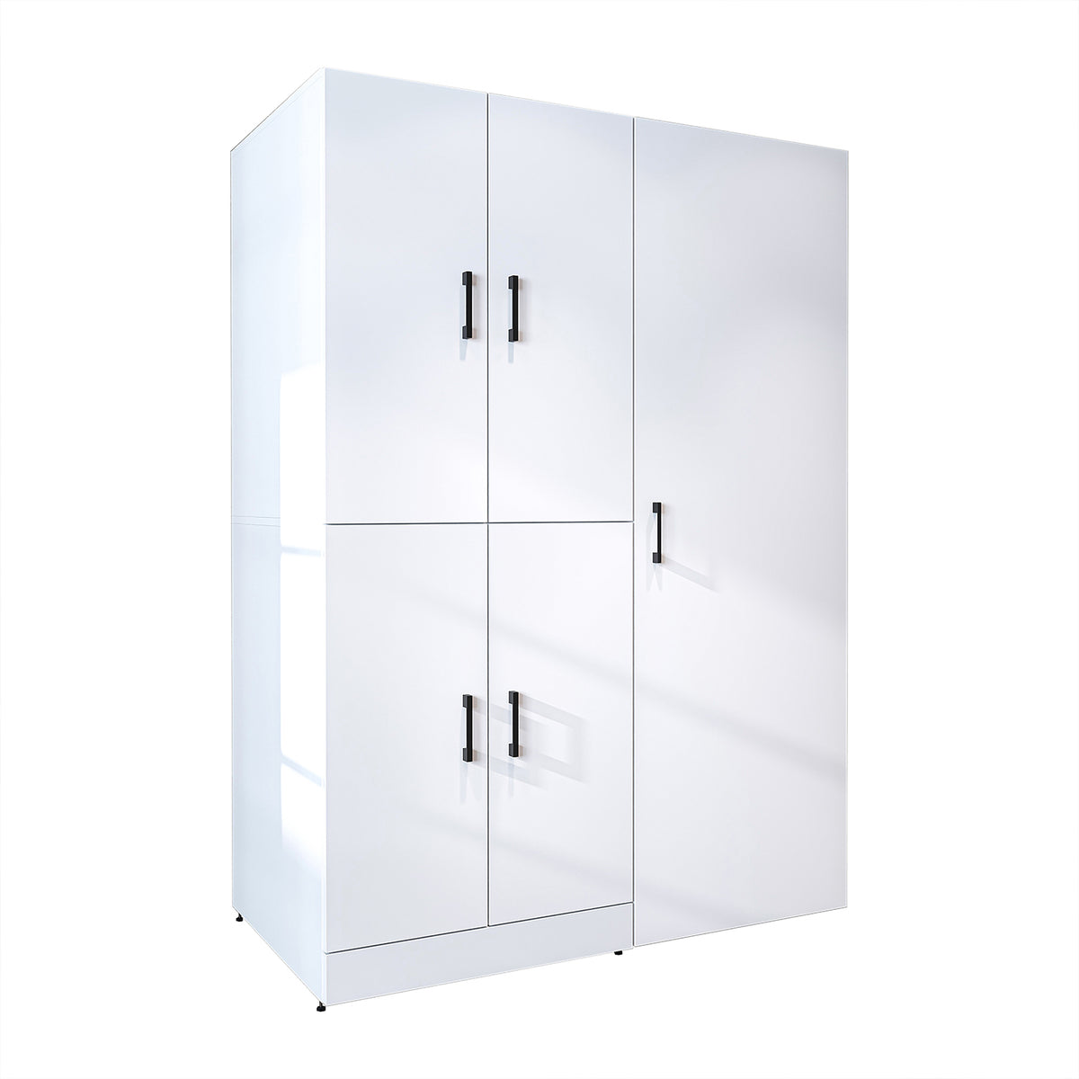 Armadio per lavatrice "DORA SET" per asciugatrice e lavatrice, larghezza 130 cm, in 4 colori, con ante e ripiano estraibile - bianco - rovere bianco - rovere antracite - rovere - armadio per lavatrice, scaffale per lavatrice, torre per lavatrice, armadio, bianco, lavatrice