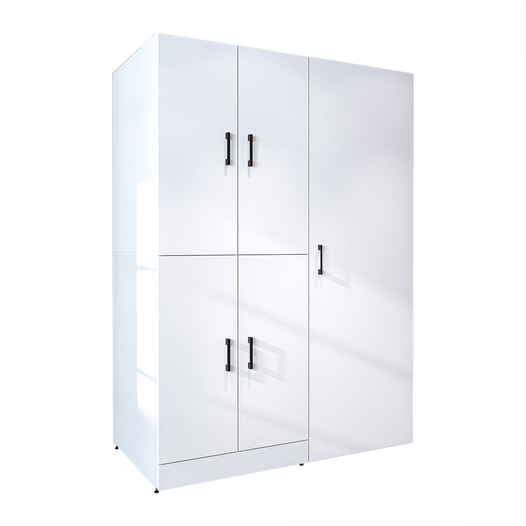 Roomart washing machine cabinet " DORA SET" for dryer & washing machine, 130 cm wide, in 4 colors, with doors & pull-out shelf - white - white oak - anthracite oak - oak - washing machine cabinet, washing machine shelf, washing tower, cabinet, white, washing machine