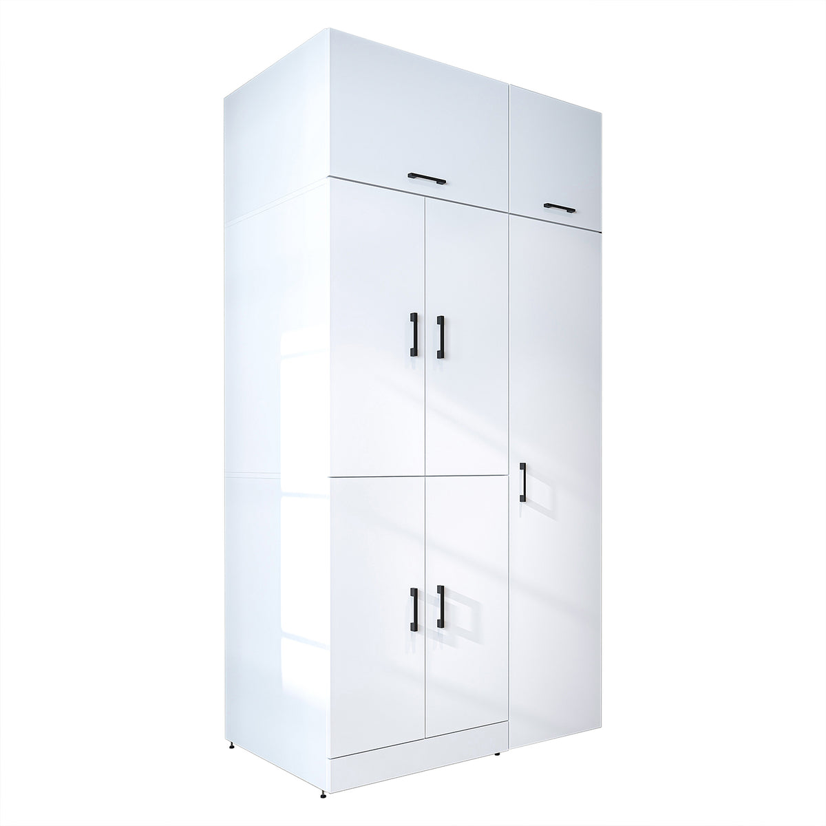 Armadio per lavatrice "DORA SET" per asciugatrice e lavatrice, larghezza 115 cm, in 4 colori, con ante e ripiano estraibile - bianco - rovere bianco - rovere antracite - rovere - armadio per lavatrice, scaffale per lavatrice, torre per lavatrice, armadio, bianco, lavatrice