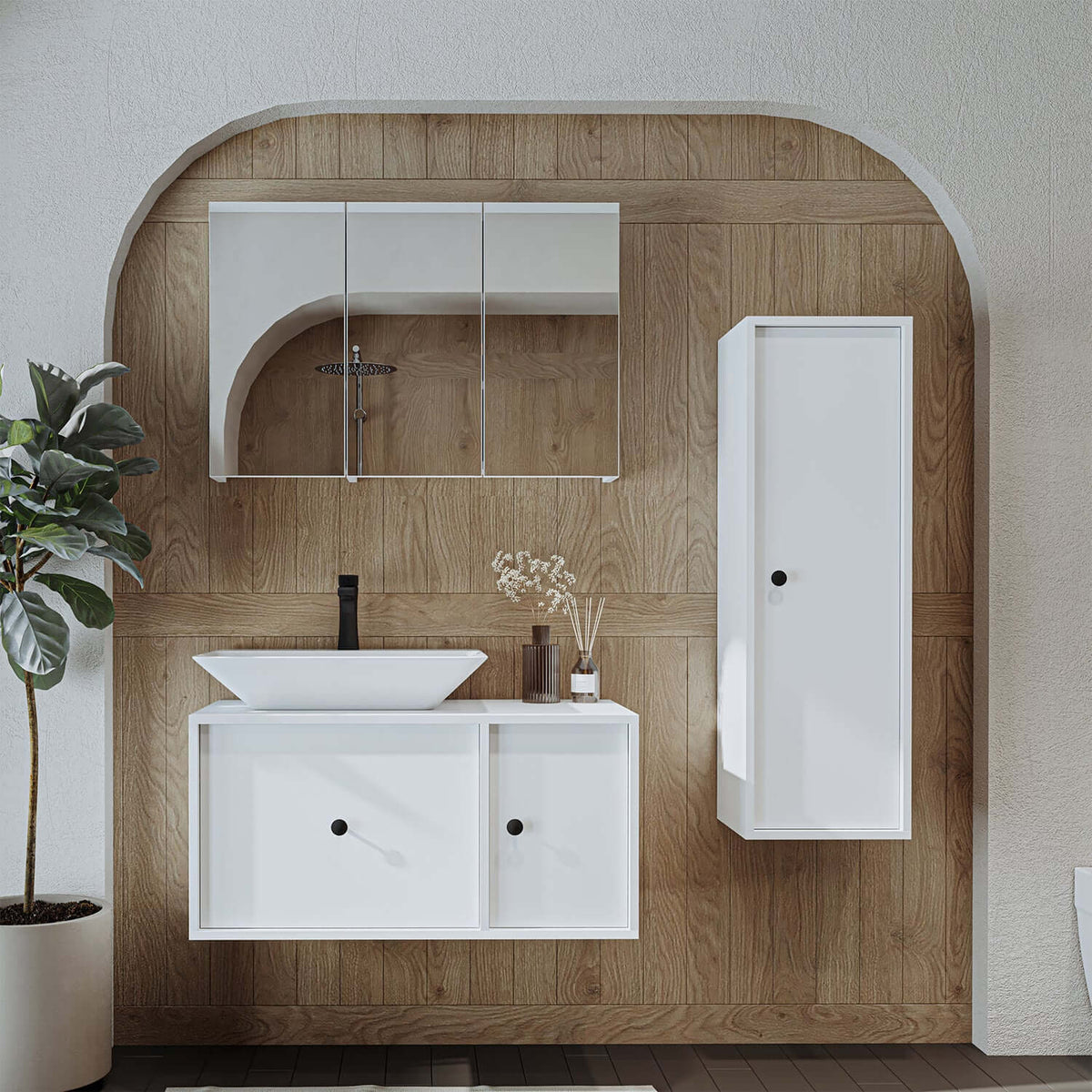 Roomart Badezimmermöbel Set GUSTO-ATL 90 cm - badezimmerschrank, waschbecken, badezimmermöbel, badschrank, badezimmer, mit, unterschrank, badmöbel, set, waschtisch, möbel, badezimmermãbel, bad, badezimmerschränke