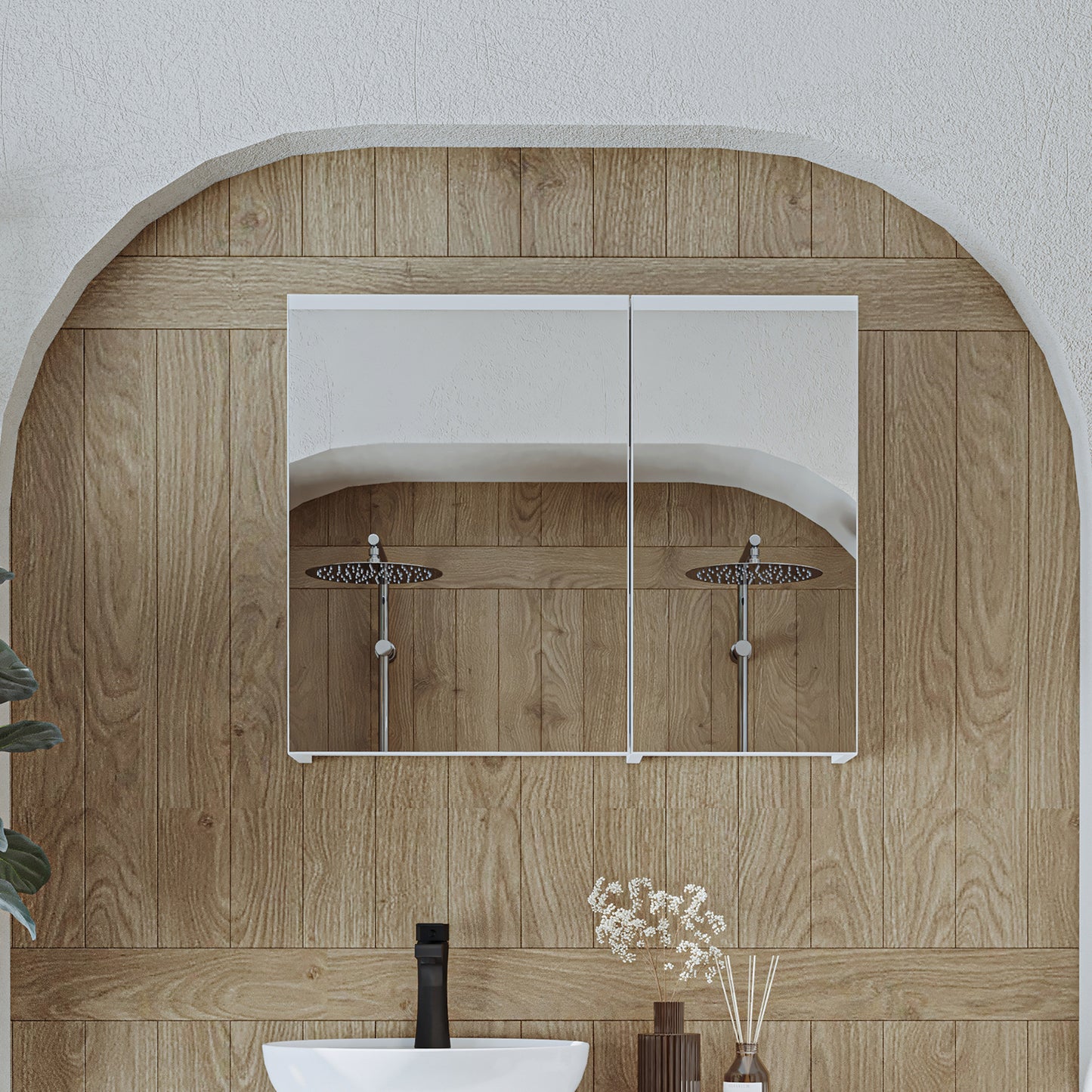 Roomart Badezimmerspiegelschrank "Gusto“ – 75/90/105 cm – in Weiß oder Eiche – moderner Badschrank mit Spiegel