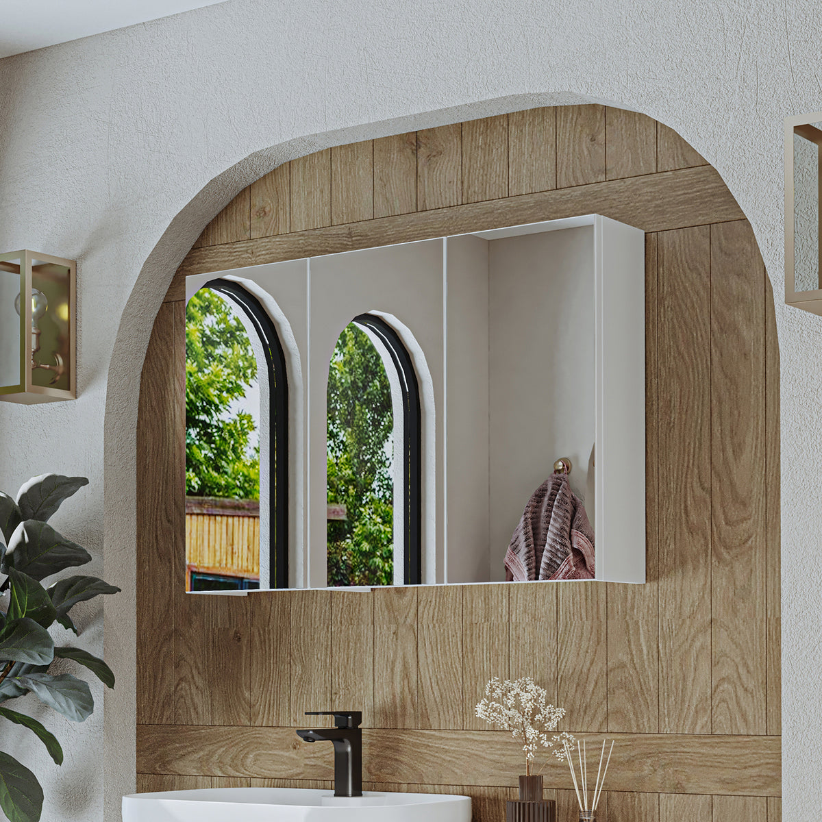 Roomart Badezimmerspiegelschrank "Gusto“ – 75/90/105 cm – in Weiß oder Eiche – moderner Badschrank mit Spiegel Roomart Badezimmerspiegelschrank "Gusto“ – 75/90/105 cm – in Weiß oder Eiche – moderner Badschrank mit Spiegel- badezimmerspiegelschrank, mirro